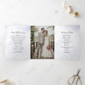 水彩青スノーフレーク冬の結婚式 三つ折りプログラム (内部)