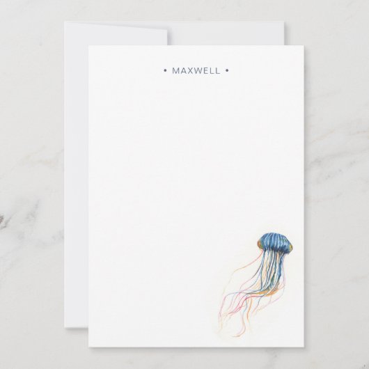 水彩青ゼリー魚文房具ノートカード ノートカード (正面)