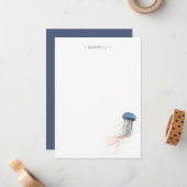 水彩青ゼリー魚文房具ノートカード ノートカード (正面/裏面インサイチュ)