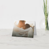 水彩青タイル折り畳み写真サンキューカード ノートカード (正面)