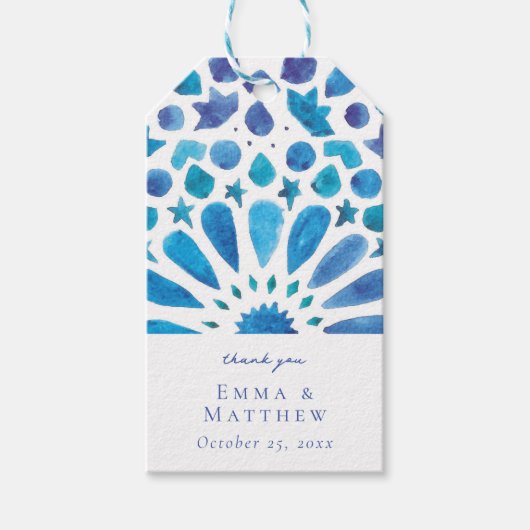 水彩青タイル ギフトタグ (正面)