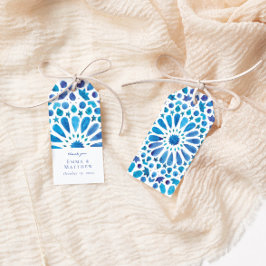 水彩青タイル ギフトタグ