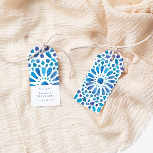 水彩青タイル ギフトタグ