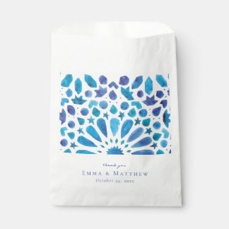 水彩青タイル フェイバーバッグ