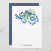 水彩青タコ封筒つきノートカード ノートカード (正面/裏面)