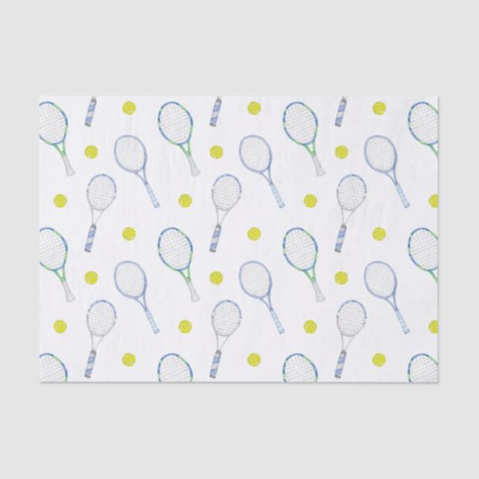 水彩青テニスラケット 薄葉紙 (正面)