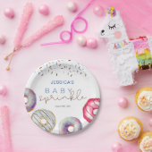 水彩青ドーナツベビー散水シャワー ペーパープレート (パーティー)