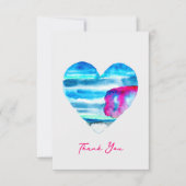 水彩青ハートかわいいハート ノートカード (正面)