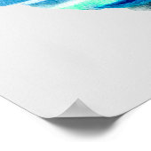 水彩青ハートかわいいハート ポスター (角)