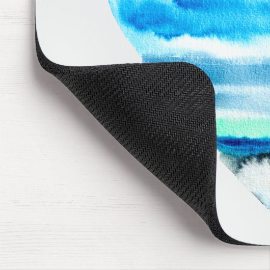 水彩青ハートかわいいハート マウスパッド (コーナー)