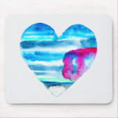 水彩青ハートかわいいハート マウスパッド (正面)