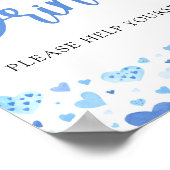 水彩青ハートバレンタインデリンクスサイン ポスター (角)