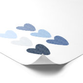 水彩青ハートプリント ポスター (角)