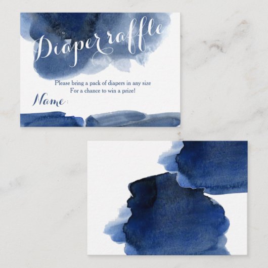 水彩青バビシャワーおむつラッフルカード エンクロージャーカード (正面/裏面)