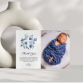 水彩青バプテスマ写真サンキューカード 招待状