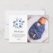 水彩青バプテスマ写真サンキューカード 招待状 (正面)