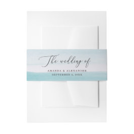 水彩青パステル結婚ズ。エレガント航海の 招待状ベリーバンド