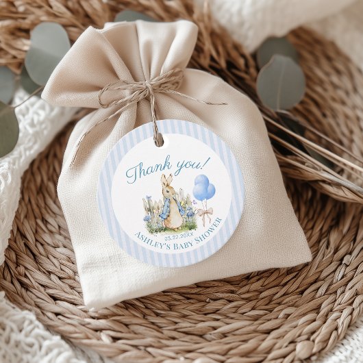 水彩青ピーターラビットベビーシャワーボーイ フェイバータグ