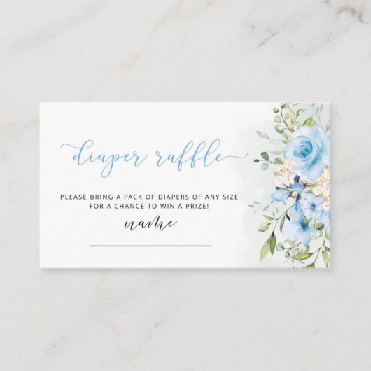 水彩青フローラおむつラッフルチケット エンクロージャーカード (正面)