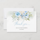 水彩青フローラベビーシャワーサンキューカード カード (正面)