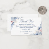 水彩青フローラ感謝してい赤ちゃんシャワー ノートカード (正面/裏面インサイチュ)