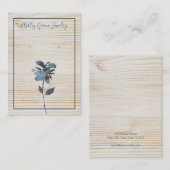 水彩青フローラ木製イヤリング表示カード 名刺 (正面/裏面)