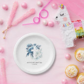 水彩青フローラ洗礼 ペーパープレート (パーティー)