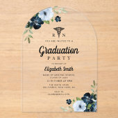 水彩青フローラ看護卒業式 アクリル招待状 (正面)