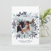 水彩青フローラ結婚の感謝の写真 サンキューカード (スタンド正面)