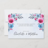 水彩青フローラ結婚サンキューカード 招待状 (裏面)