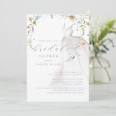 水彩青フローラ結婚ズドレスブライダルシャワー 招待状 (スタンド正面)