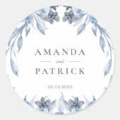 水彩青フローラ結婚封筒用シール ラウンドシール (正面)