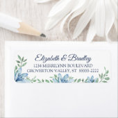 水彩青フローラ結婚差出人住所 ラベル (インサイチュ)