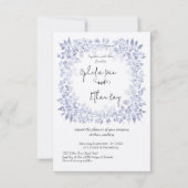 水彩青フローラ華美結婚式招待状 招待状 (正面)