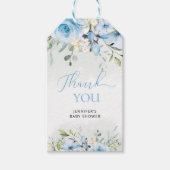水彩青フローラ赤ちゃんシャワーギフトラベル ギフトタグ (正面)
