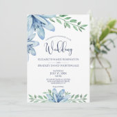 水彩青フローラ開花と緑結婚の 招待状 (スタンド正面)