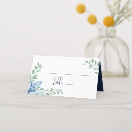 水彩青フローラ開花結婚のテーブル プレイスカード