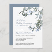 水彩青フローラ50周年結婚を迎える 招待状 (正面/裏面)
