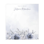 水彩青フローラ パーソナライズされた ノートパッド (正面)