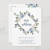 水彩青フローラ |引っ越しのお知らせ ポストカード (正面/裏面)