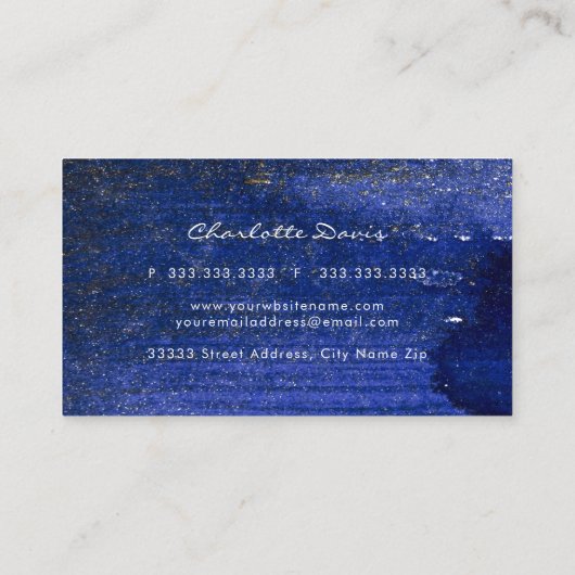 水彩青ブラシストローク名刺 名刺 (裏面)