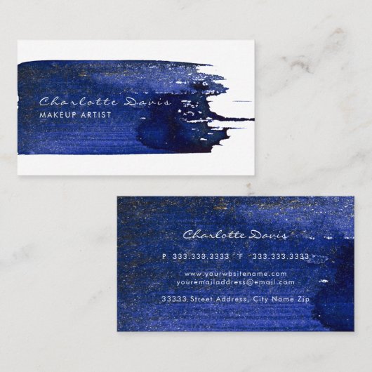 水彩青ブラシストローク名刺 名刺 (正面/裏面)