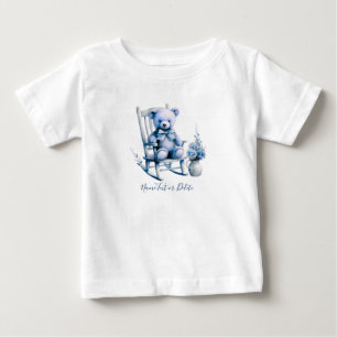水彩青ベアベイビーTシャツ ベビーTシャツ