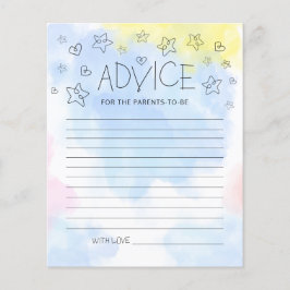 水彩青ミニマル赤ちゃんシャワーアドバイスカード