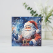 水彩青メリークリスマスサンタクロース シーズンカード (スタンド正面)