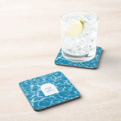 水彩青モダン海ビーチ結婚式 コースター (右側)