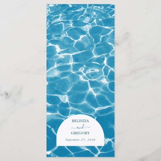 水彩青モダン海ビーチ結婚式 メニュー (裏面)