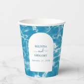 水彩青モダン海ビーチ結婚式 紙コップ (正面)