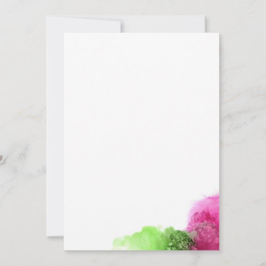 水彩青モダン緑赤パーソナライズされた ノートカード (裏面)