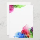 水彩青モダン緑赤パーソナライズされた ノートカード (正面/裏面)